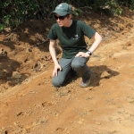 Tara (TCC Coordinator) views wild m in a degraded forest flanked by oil palm.  Prey species can be abundant in these degraded forests, attracting tigers.