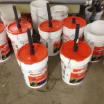 Mussel culturing buckets ready to go!