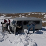 Digging out the field van.  Photo by Dr. Jim Rasmussen
