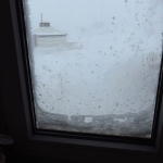 We were ready for fieldwork, but woke up to a white-out snow storm outside.  Photo by Dr. Kate Jenks