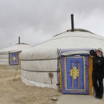 Taylor outside of the ger (a traditional house). (Photo by Dr. Kate Jenks)