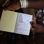This is the notebook Rhino Rangers use to record/ID the rhinos they sight in the field while on their patrols.